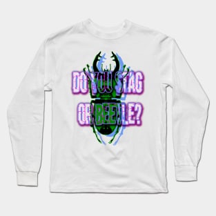 stag beetle popart with text Long Sleeve T-Shirt